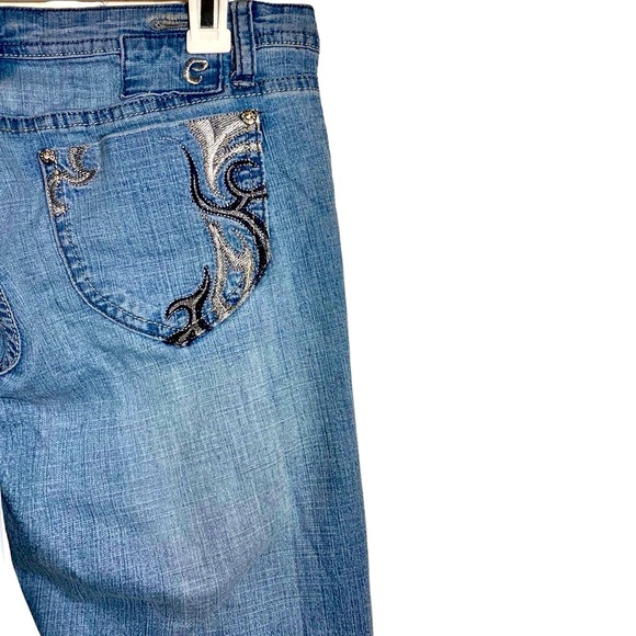 1990s Light Blue Wash Denim Jeans, Boot Cut/ Straight Leg Denim Pants,Blue Jeans - Picture 5 of 15